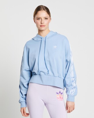 adidas Women's Blue Hoodies - Adicolor Classics Satin Tape Cropped Hoodie -  Size 12 at The Iconic - ShopStyle