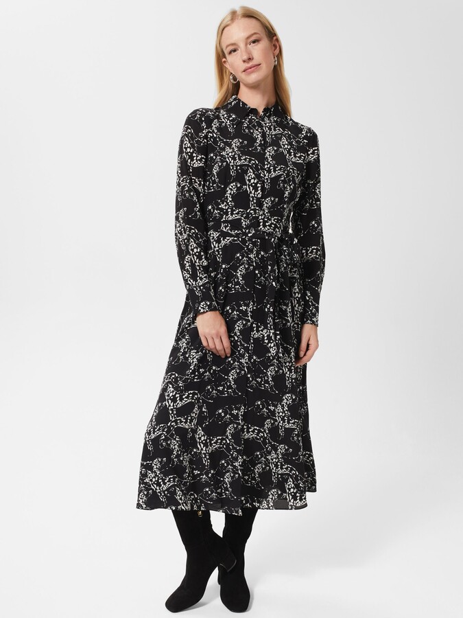 Hobbs London Antonella Dog Print Silk Dress ShopStyle