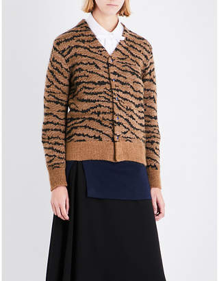 Toga Tiger-embroidered wool-blend cardigan
