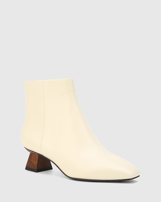 Wittner - Women's White Heeled Boots - Gotham Leather Sculptured Heel Ankle Boot - Size One Size, 35 at The Iconic