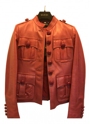 Gucci burgundy Leather Leather Jackets - ShopStyle