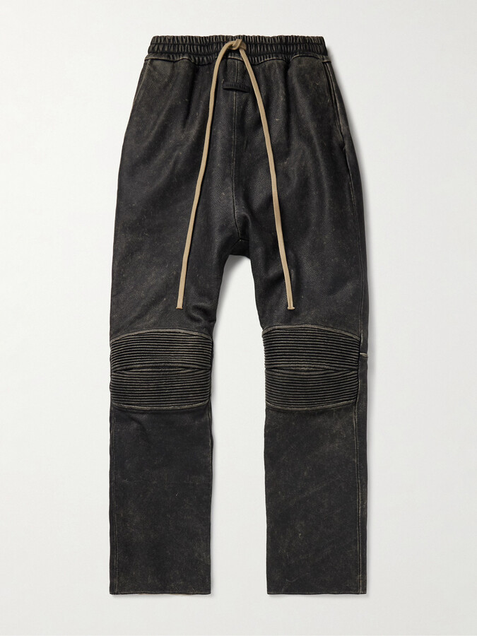 Fear Of God Moto Straight-Leg Leather Drawstring Trousers