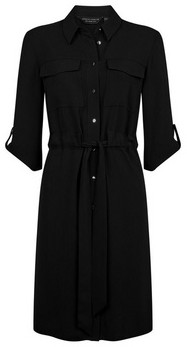 Dorothy Perkins Womens Black Drawstring Shirt Dress, Black