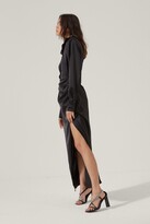 Thumbnail for your product : Nasty Gal Womens Satin Wrap Maxi Shirt Dress - Black - 12