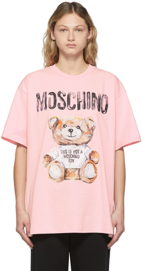 Moschino Pink Large Bear Logo T-Shirt - ShopStyle