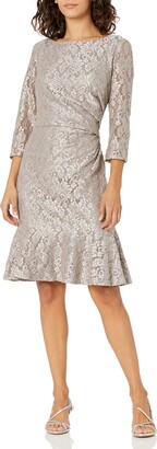 Jessica Howard JessicaHoward Women's Lace Sheath Dress with Flounce Hem