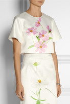 Thumbnail for your product : Karla Spetic Roadside Flower cropped printed satin top
