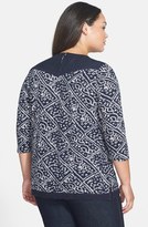 Thumbnail for your product : Lucky Brand Lace Inset Batik Patchwork Top (Plus Size)