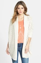 Thumbnail for your product : Lucky Brand Crochet Knit Long Cardigan
