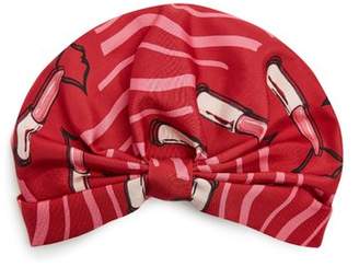 Valentino Lipstick Print Silk Faille Turban Hat - Womens - Red