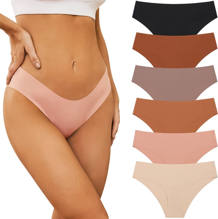 Adorel Women Seamless Underwear Cheeky Bikini No Show Hipster Panties Pack of 6 ShopStyle Knickers