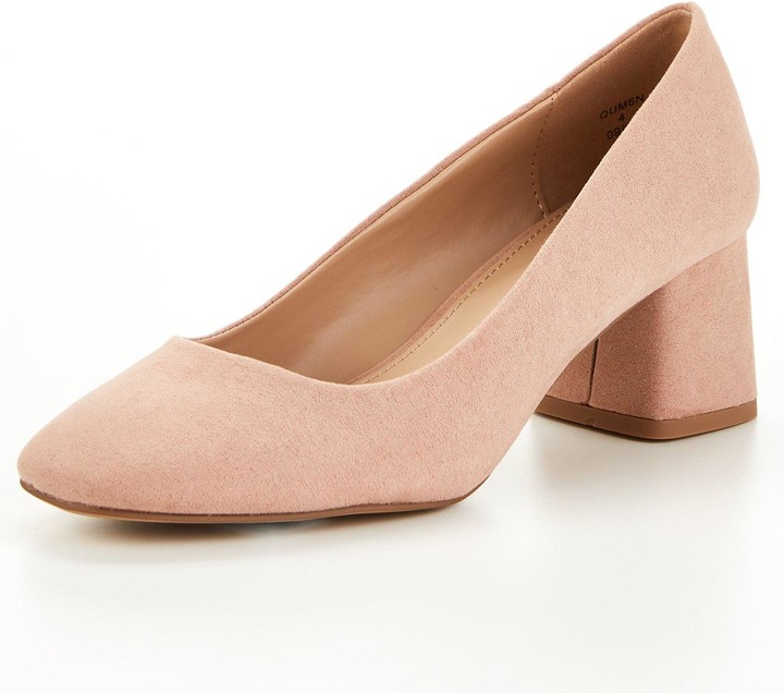 blush block heel shoes