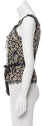 Ungaro Lace-Trimmed Abstract Top Black Lace-Trimmed Abstract Top