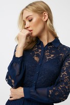 Thumbnail for your product : Little Mistress Aliza Navy Lace Midi Shirt Dress