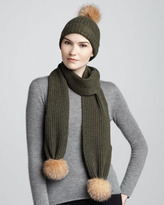 Thumbnail for your product : Sofia Cashmere Fur-Pom Cashmere Cap