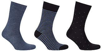 John Lewis & Partners Bamboo Denim Socks, Pack of 3, Grey