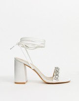 Thumbnail for your product : Be Mine Bridal Penelope heeled sandals with embellished strap in ivory satin