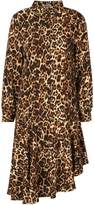 Thumbnail for your product : boohoo Woven Leopard Asymetric Hem Shirt Dress