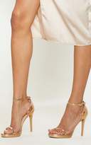 Thumbnail for your product : PrettyLittleThing Enna Rose Gold Single Strap Heeled Sandals