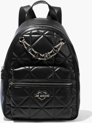 Love Moschino Chain-embellished quilted faux leather backpack