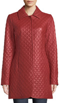 Thumbnail for your product : Neiman Marcus Leather Collection Plus Size Quilted Lamb Leather Trench Coat