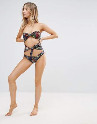 Jaded London Bow Cut Out Swimsuit