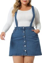 Thumbnail for your product : Agnes Orinda Agne Orinda Women' Plu Size Supender Adjutable Strap Cro Back Mini A-Line Denim Skirt Blue 2X