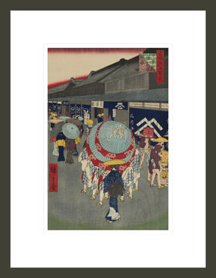 1000Museums View of Nihonbashi Tori-itchome (Nihonbashi Tori-itchome Ryakuzu) No. 44 from One Hundred Famous Views of Edo by Utagawa Hiroshige -Framed Giclee Prin