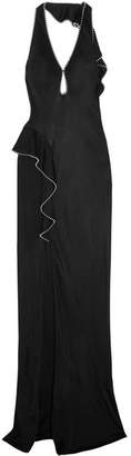 Alexander Wang Studded Ruffled Jersey Halterneck Gown - Black