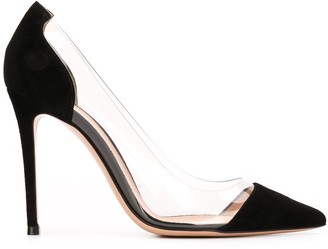 black and clear pumps