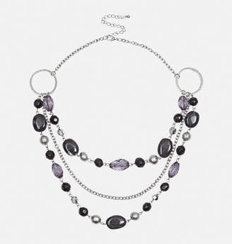 Avenue 3-Row Black Bead Necklace