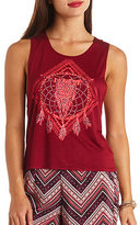 Thumbnail for your product : Charlotte Russe Embellished Dreamcatcher Skull Graphic Muscle Tee