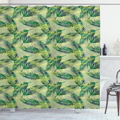 East Urban Home Palm Leaf Shower Curtain Rainforest Foliage Green Apple Green