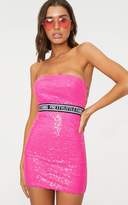 Thumbnail for your product : PrettyLittleThing Pink Sequin Bandeau Strappy Back Bodycon Dress