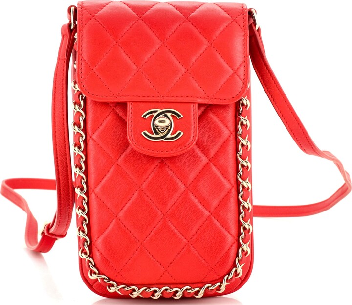 Chanel O-Phone Holder Patent Leather Crossbody Bag Red
