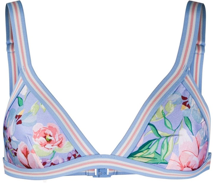 Zimmermann Cornflower Floral bikini top ShopStyle Two Piece Swimsuits