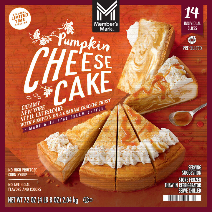Member's Mark 9' New York Style Pumpkin Cheesecake, Frozen, 14 slices