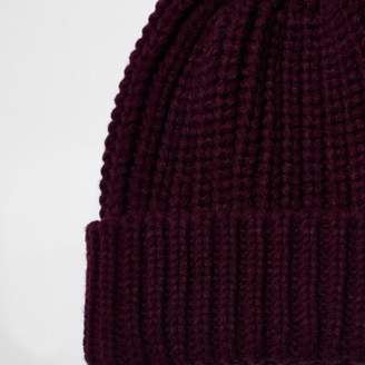 River Island Womens Burgundy knit bobble hat
