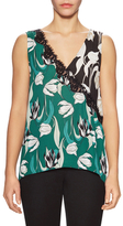 Thumbnail for your product : BCBGMAXAZRIA Floral Printed Lace Trim Sleeveless Top