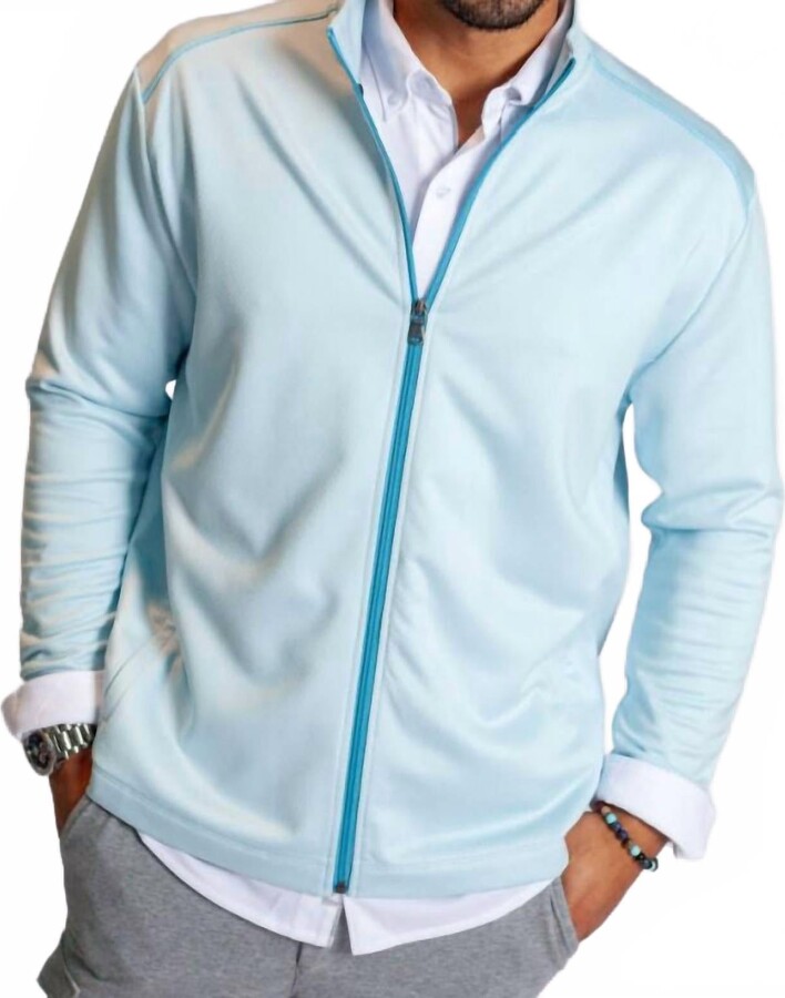 Buki Destination Collection Full Zip Tech Jacket In Chambray Blue