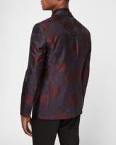 Thumbnail for your product : Express Slim Burgundy & Purple Printed Tuxedo Jacket