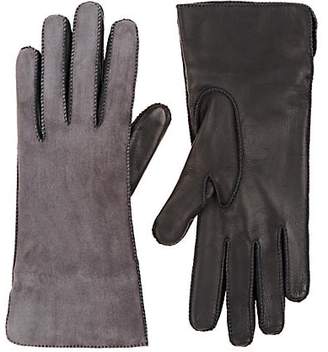Barneys New York Women's Suede & Nappa Leather Gloves - Gray