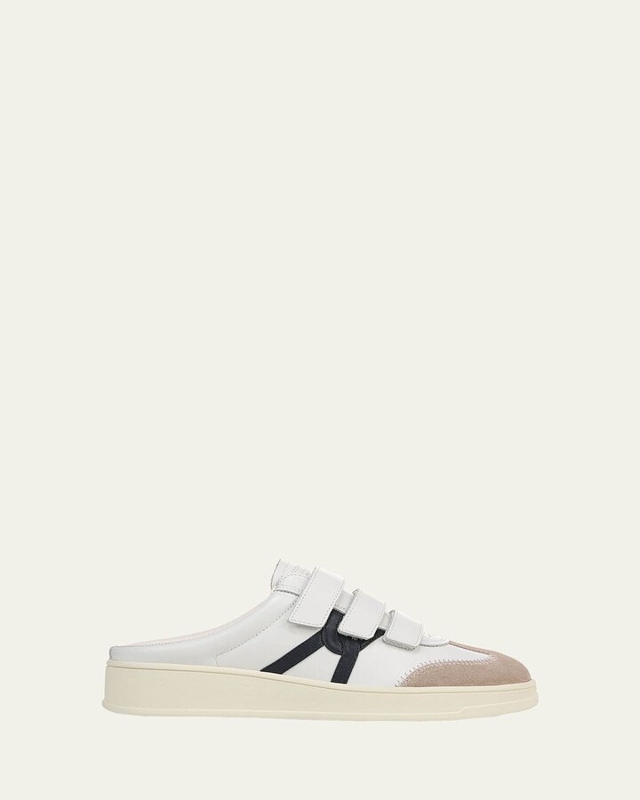 Reagan Mixed Leather Triple-Grip Mule Sneakers