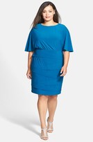 Thumbnail for your product : Adrianna Papell Dolman Sleeve Asymmetric Pleat Sheath Dress (Plus Size)