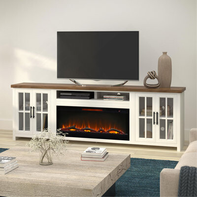 Latitude Run 97 Inch Fireplace TV Stand Console For Tvs Up To 100 Inches Minimal Assembly
