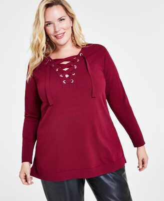 Style & Co Plus Size Front-Seam Tunic Sweater, Created for Macy's - Macy's