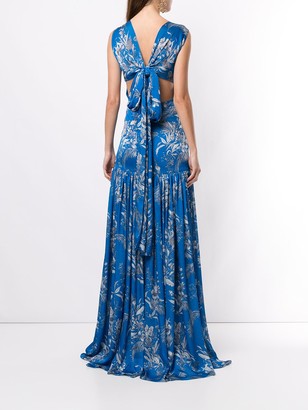 Alexis Belaya floral pleated gown