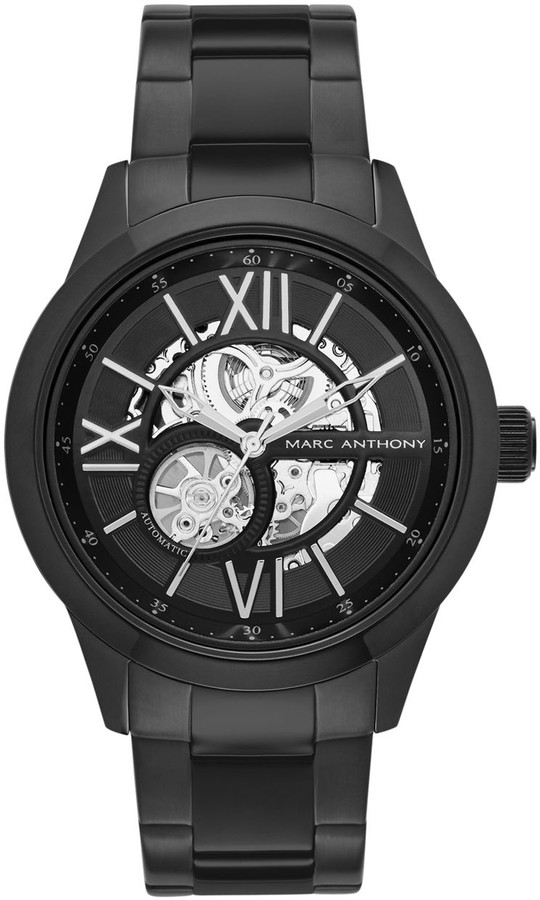 Marc Anthony Men's Smooth Sophistication Stainless Steel Skeleton Watch ...