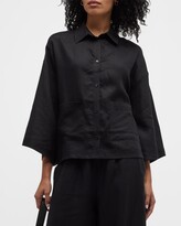 Thumbnail for your product : MAX MARA LEISURE Angora 3/4-Sleeve Button-Down Linen Shirt