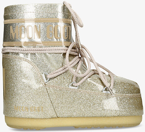 Moon Boot Womens Gold Icon Low Glitter-Embellished Woven Snow Boots Eur 36 / 3 Uk Women